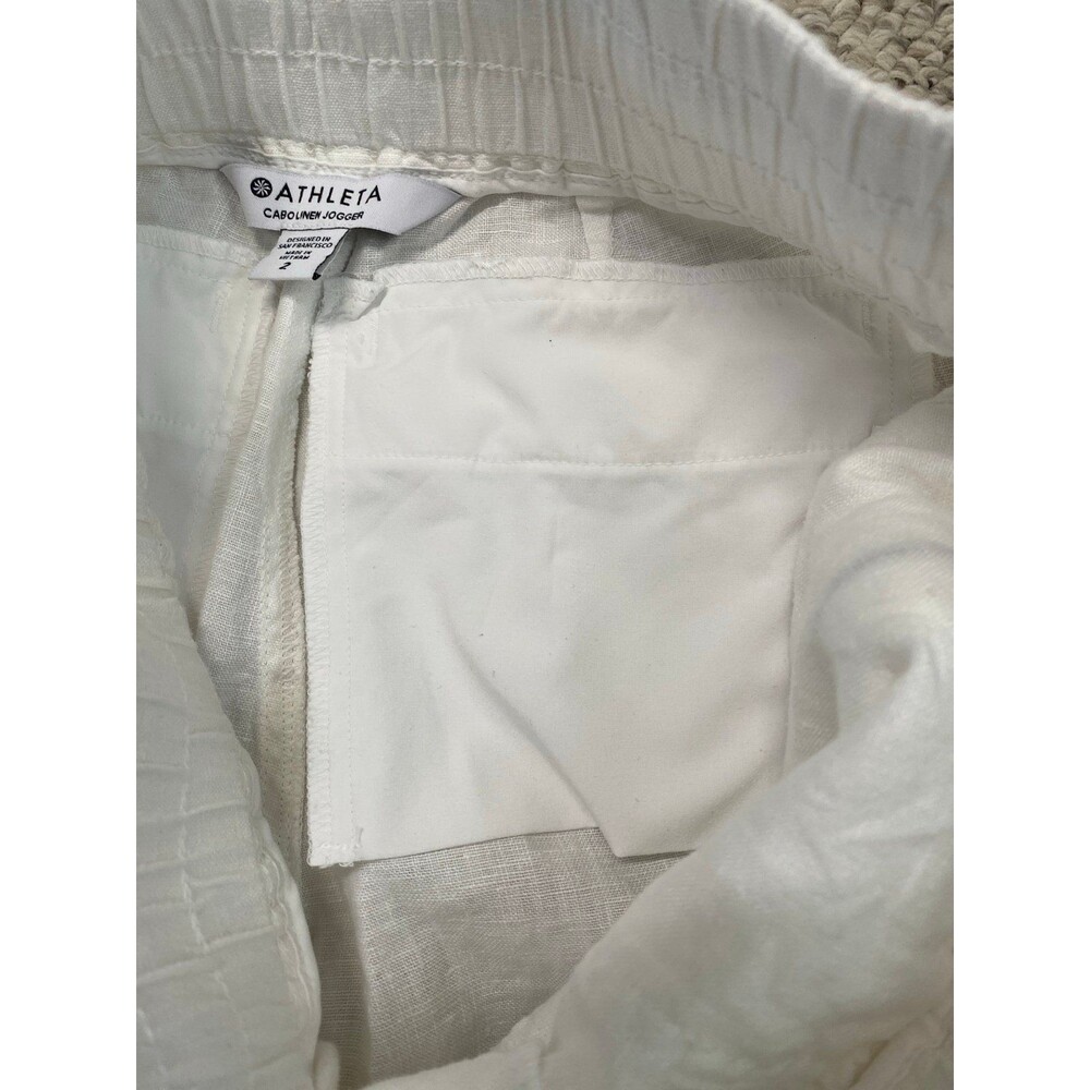 ATHLETA Cabo 100% Linen Joggers Calla White Size 2 NWOT - Picture 10 of 11